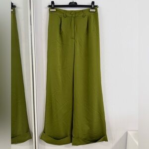 Nasty Gal Green Wide Leg Trousers